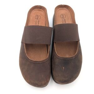 White Mountain Bassi Footbeds Mary Jane Clogs Womens 9 Shoe Brown Leather Suede